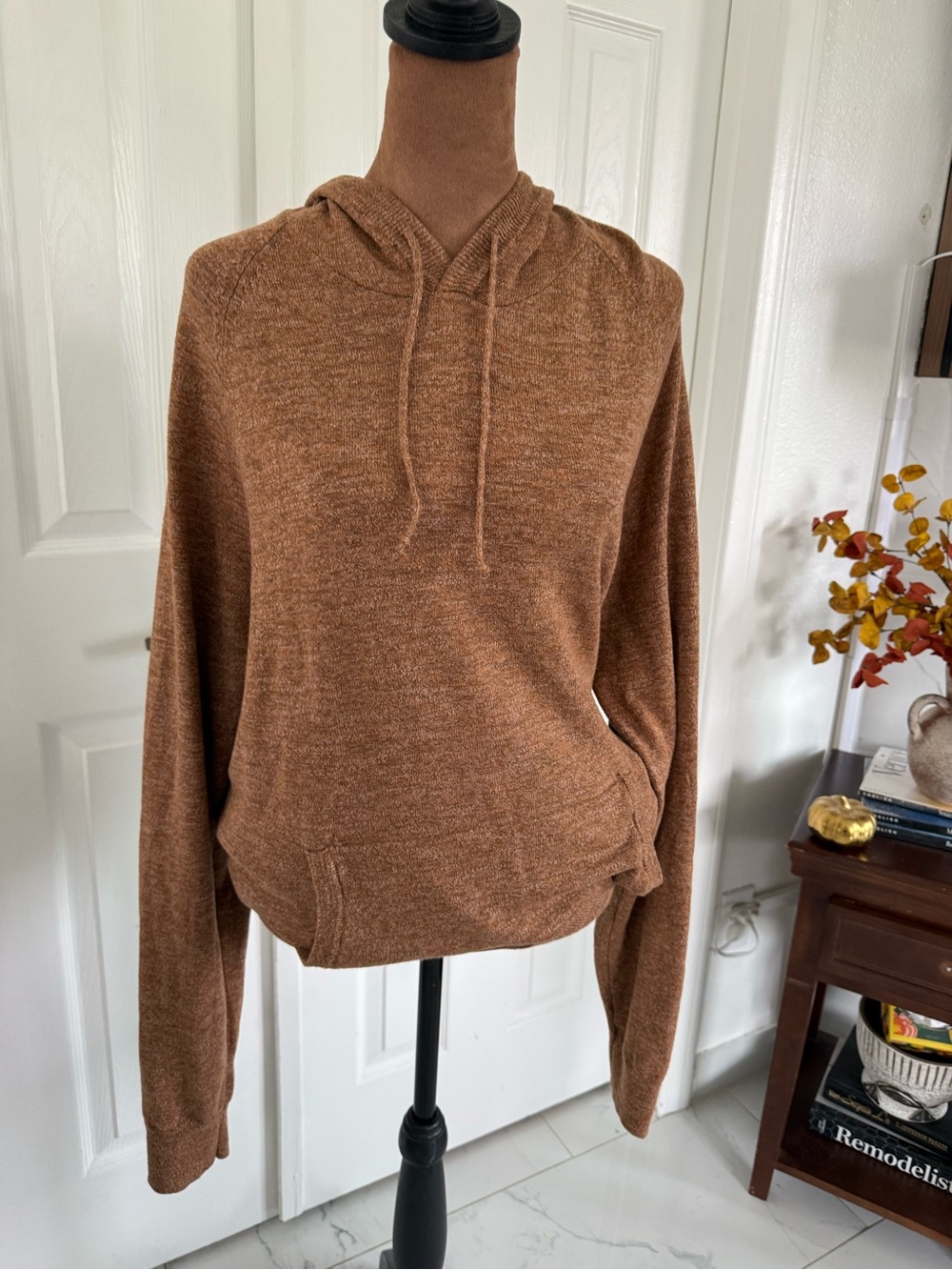 Sonoma Women's Brown Knit Hooded Crewneck Sweater